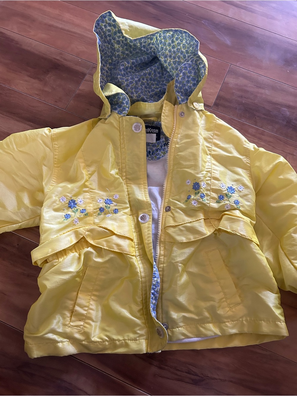 OshKosh B'gosh Sunny Yellow Hooded Floral Rain Jacket